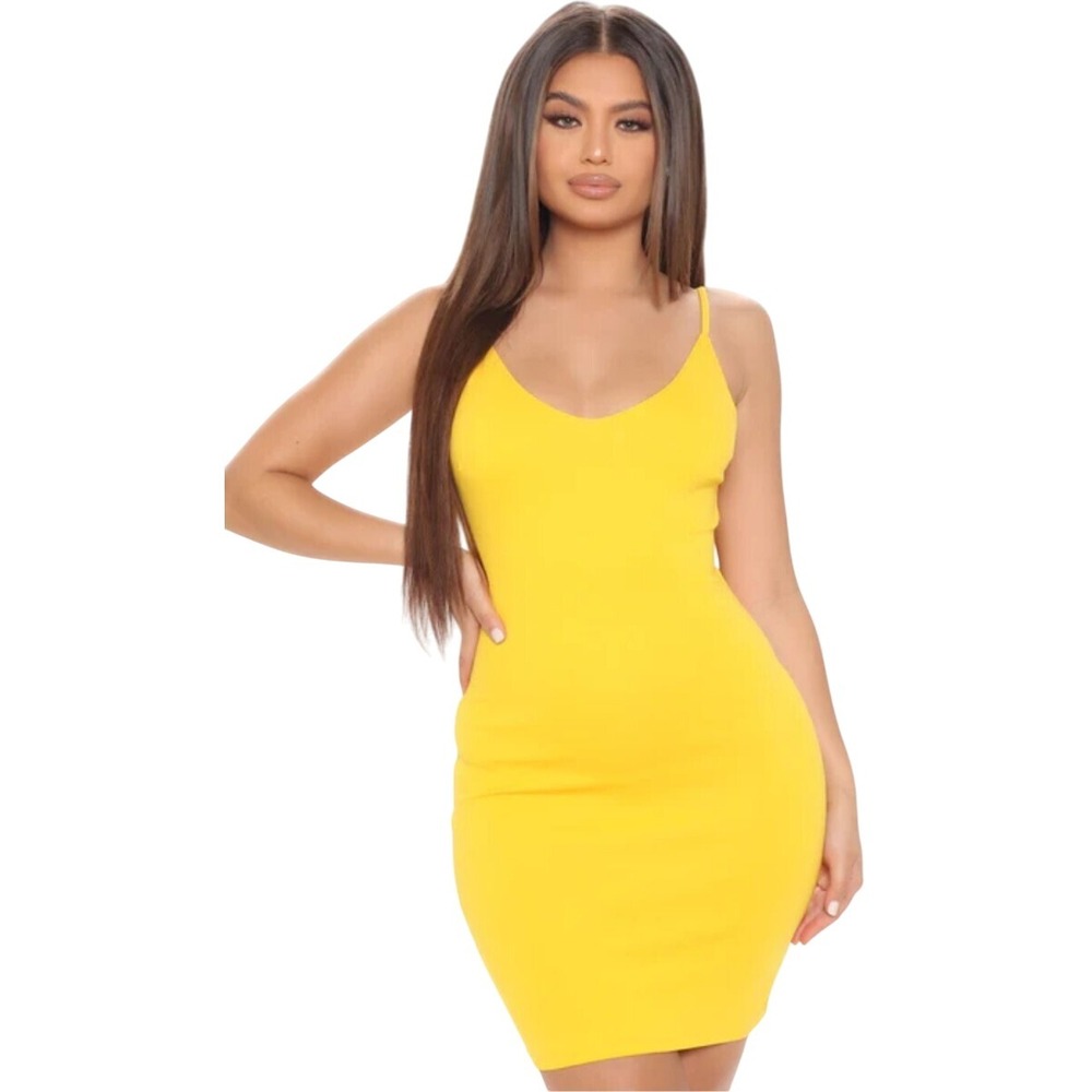Fashion Nova Gold Orange Mini Dress Bodycon Sexy Stretch Size Small NWOTl